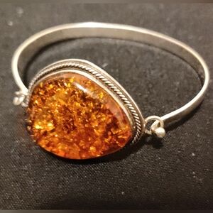 Vintage Baltic Amber Hinged Bracelet